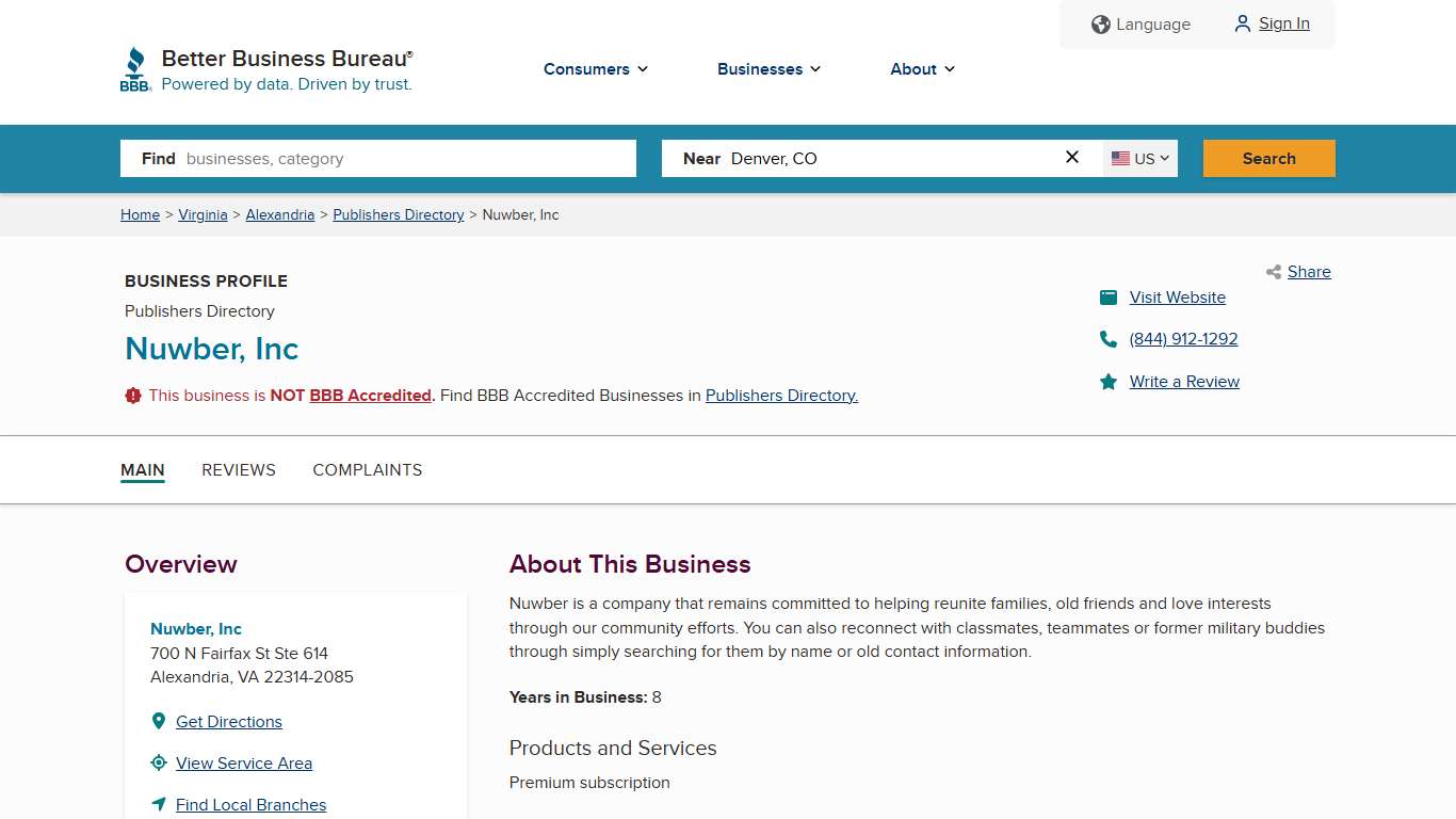 Nuwber, Inc | BBB Business Profile | Better Business Bureau
